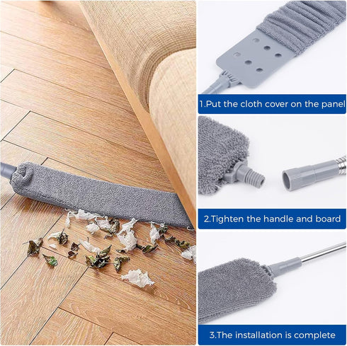 Retractable Gap Dust Cleaner Cleaning Tools with 2 Microfiber Dusting Cloths Long Handle 60inches Washable and Retractable Duster Brush for Cleani...